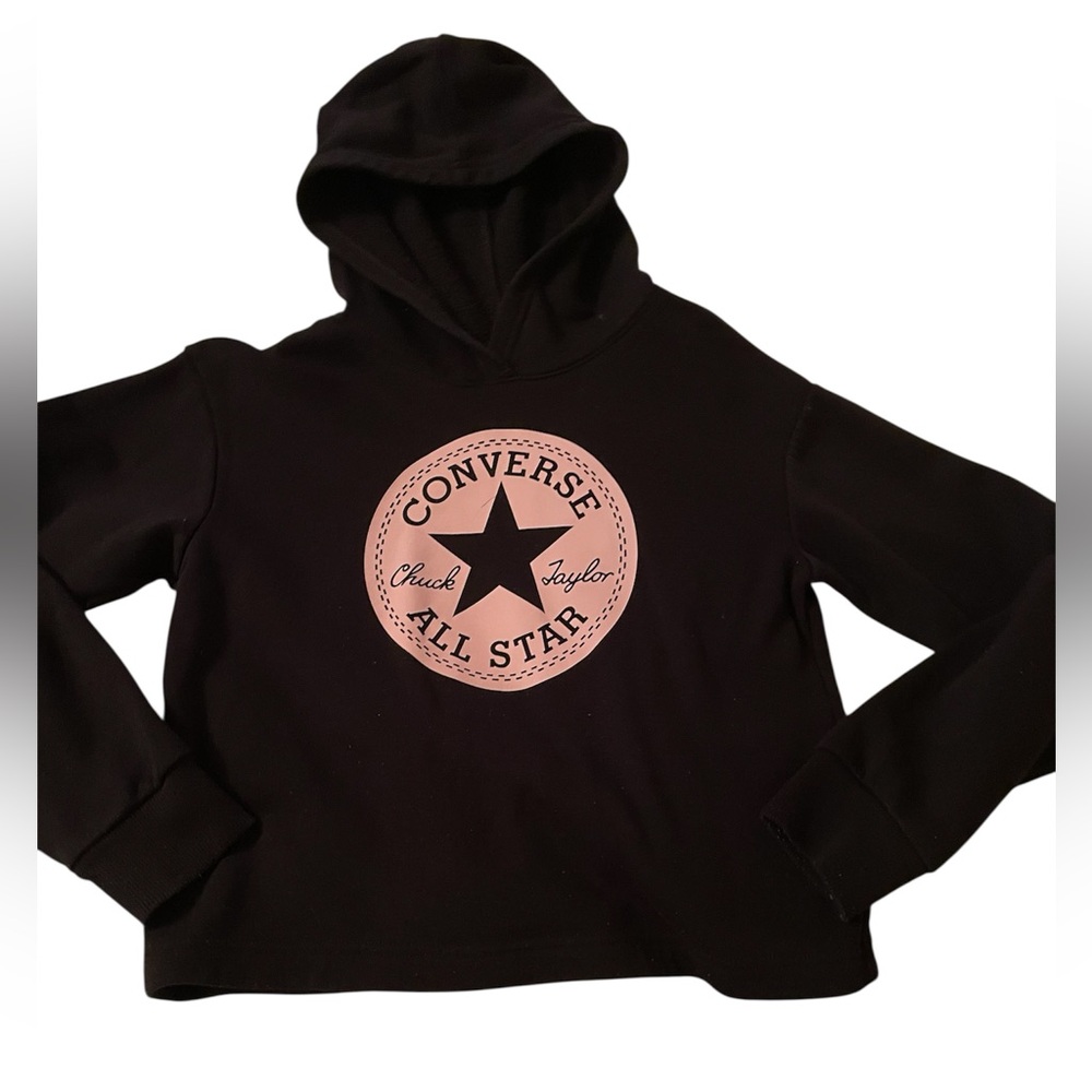 Converse Black Hoodie with Pink Logo